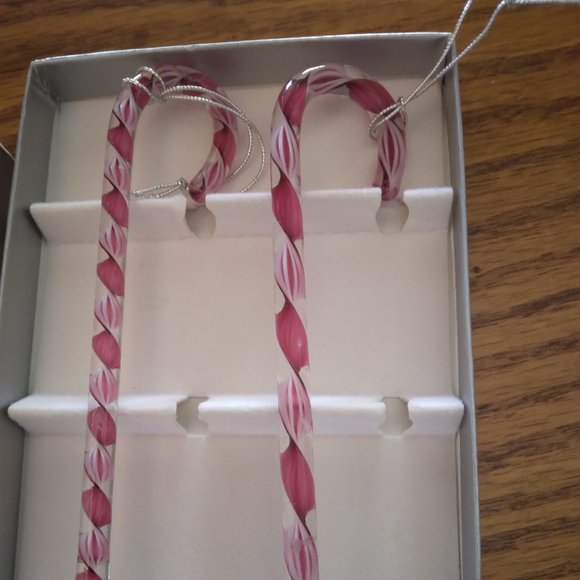 Candy Canes, Vintage, Crystal, Hand Made, Christmas Tree Ornaments, Sold by MOMA - Picture 3 of 6